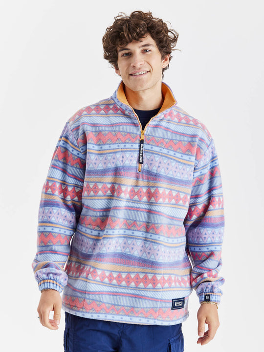 Summi fleece met retropatroon en 1/4 rits