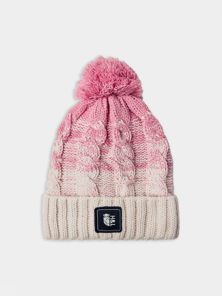 Solden Pom Pom Beanie Dusty Pink and Off White