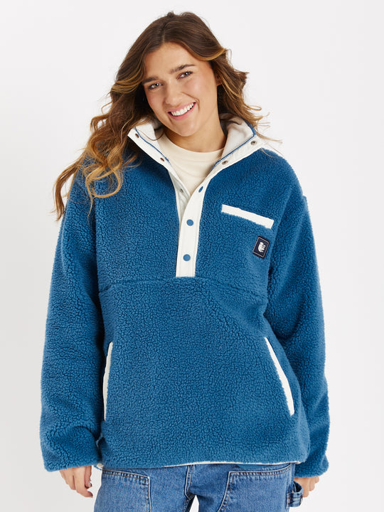 Hawthorn Sherpa Fleece mit Druckknopfverschluss am Hals Petrol 