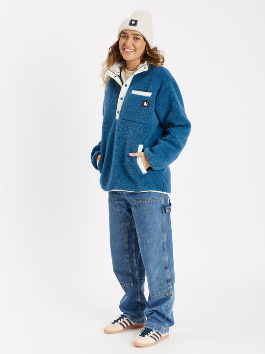 Hawthorn Sherpa Fleece mit Druckknopfverschluss am Hals Petrol 