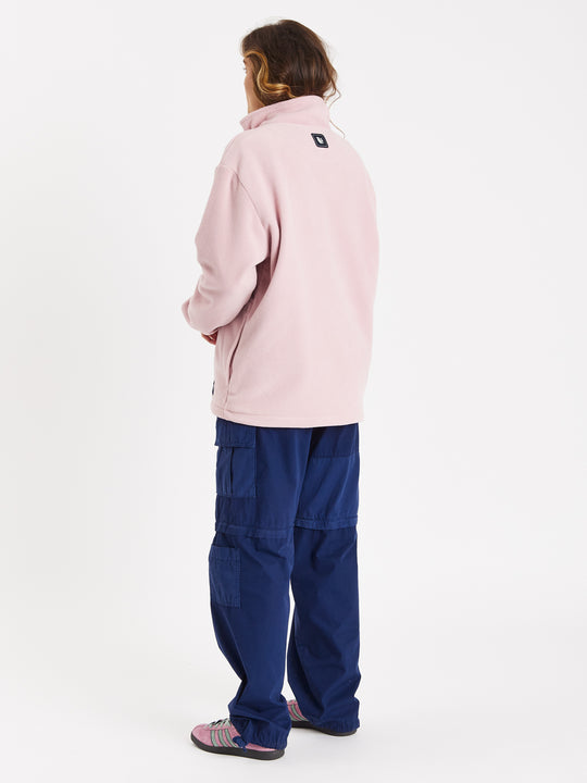 Cecily 1/4 rits fleece stof roze 