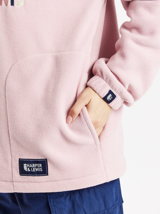 Cecily 1/4 rits fleece stof roze 