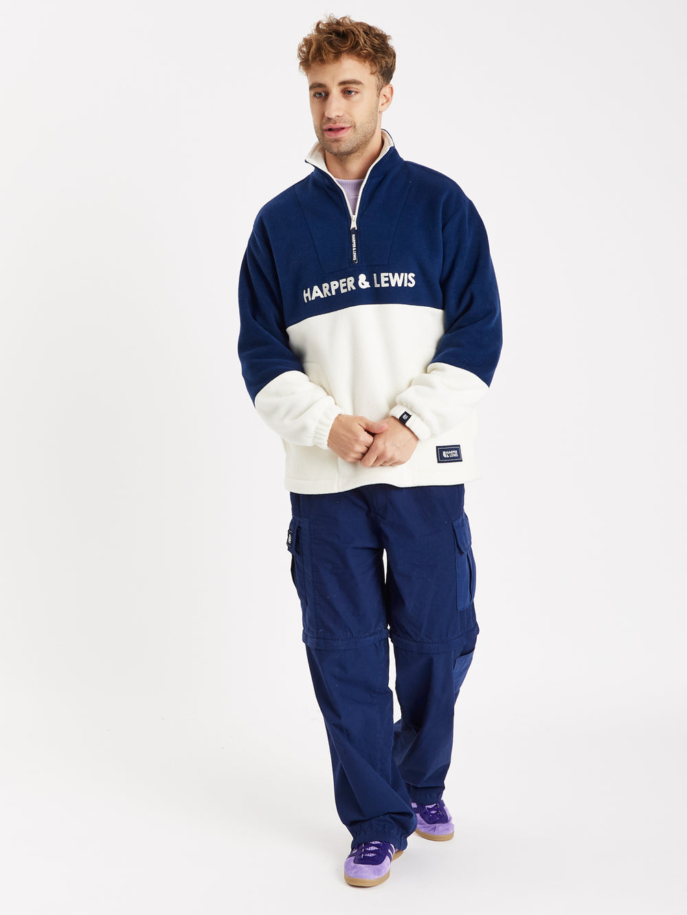 Berkley 1/4 Zip Fleece Navy & Cream