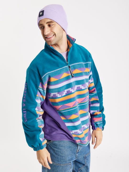 Abelia Retro Patroon 1/4 Rits Fleece