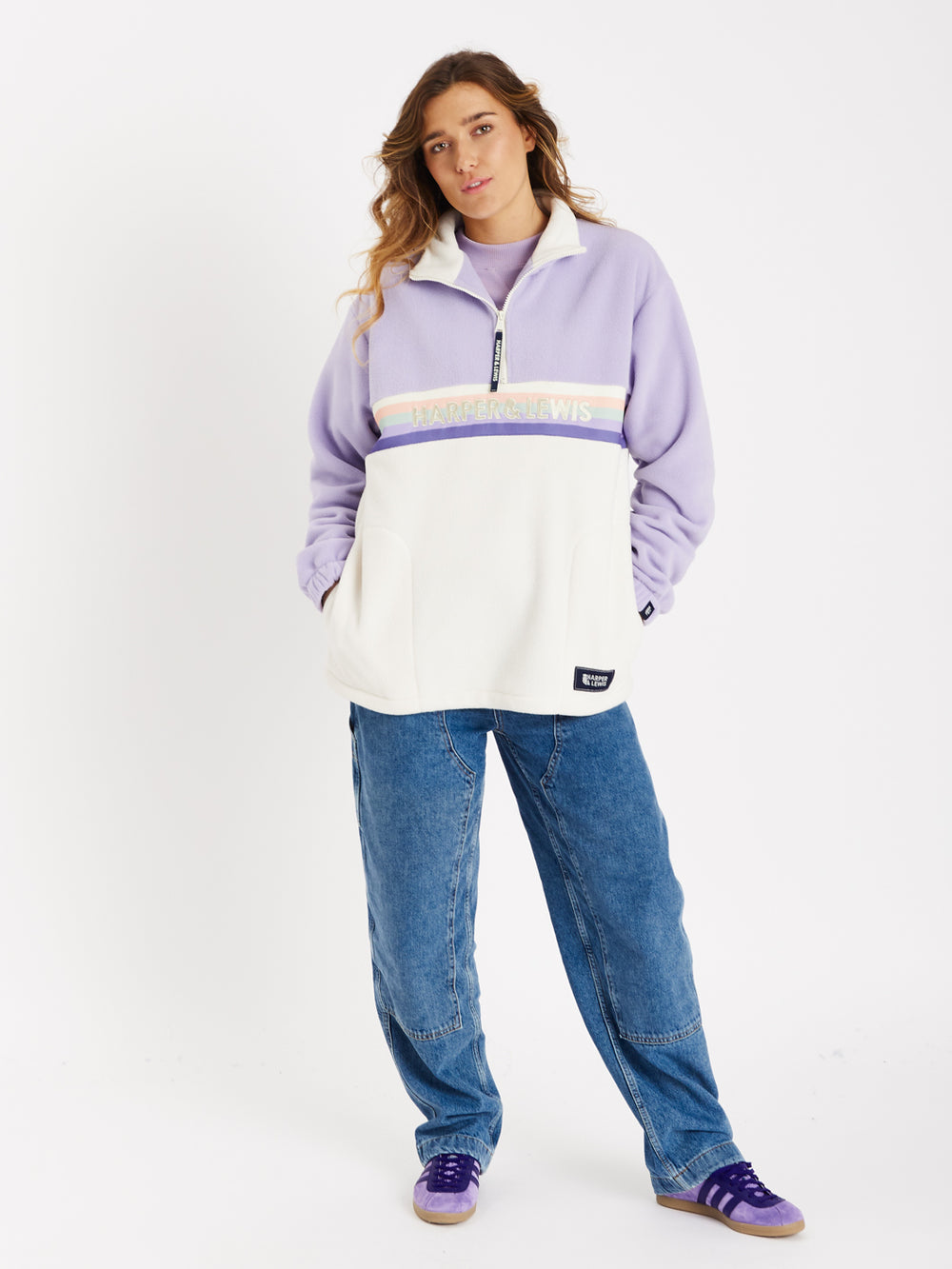 One Eighty 1/4 Zip Fleece Lavendel & Creme