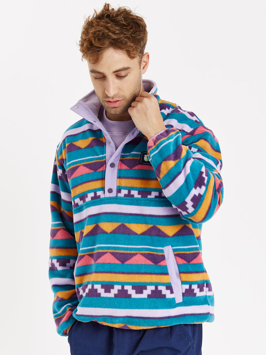 Lupin Retro Patroon Popper Hals Fleece