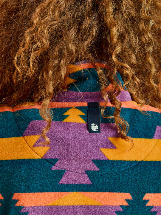 Raver Retro Pattern 1/4 Zip Fleece