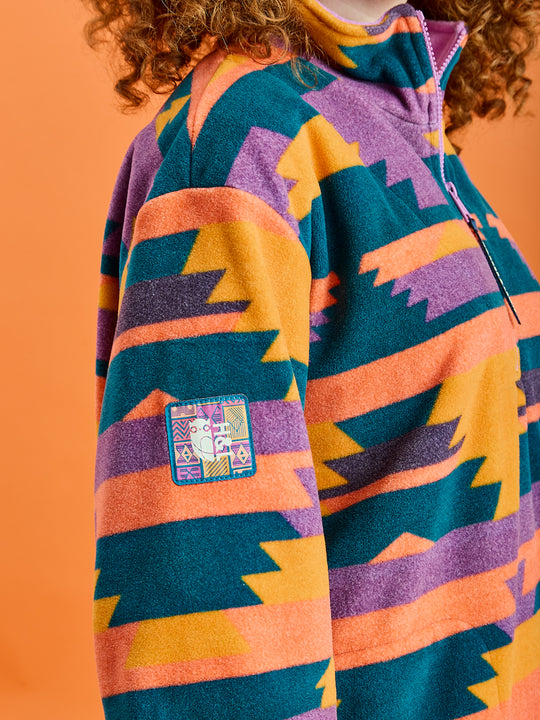 Raver Retro Pattern 1/4 Zip Fleece
