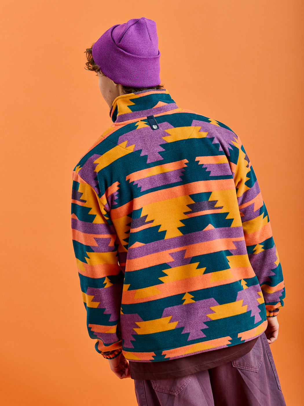 Raver Retro Pattern 1/4 Zip Fleece
