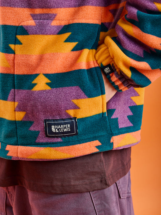 Raver Retro Pattern 1/4 Zip Fleece