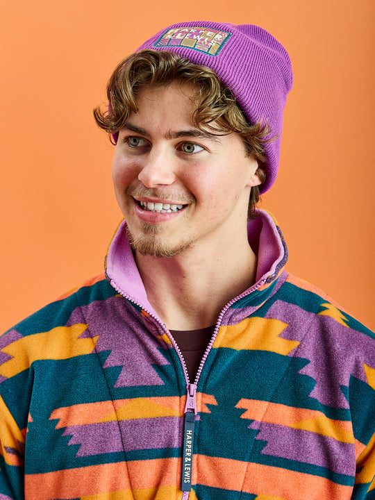 Raver Retro Pattern 1/4 Zip Fleece