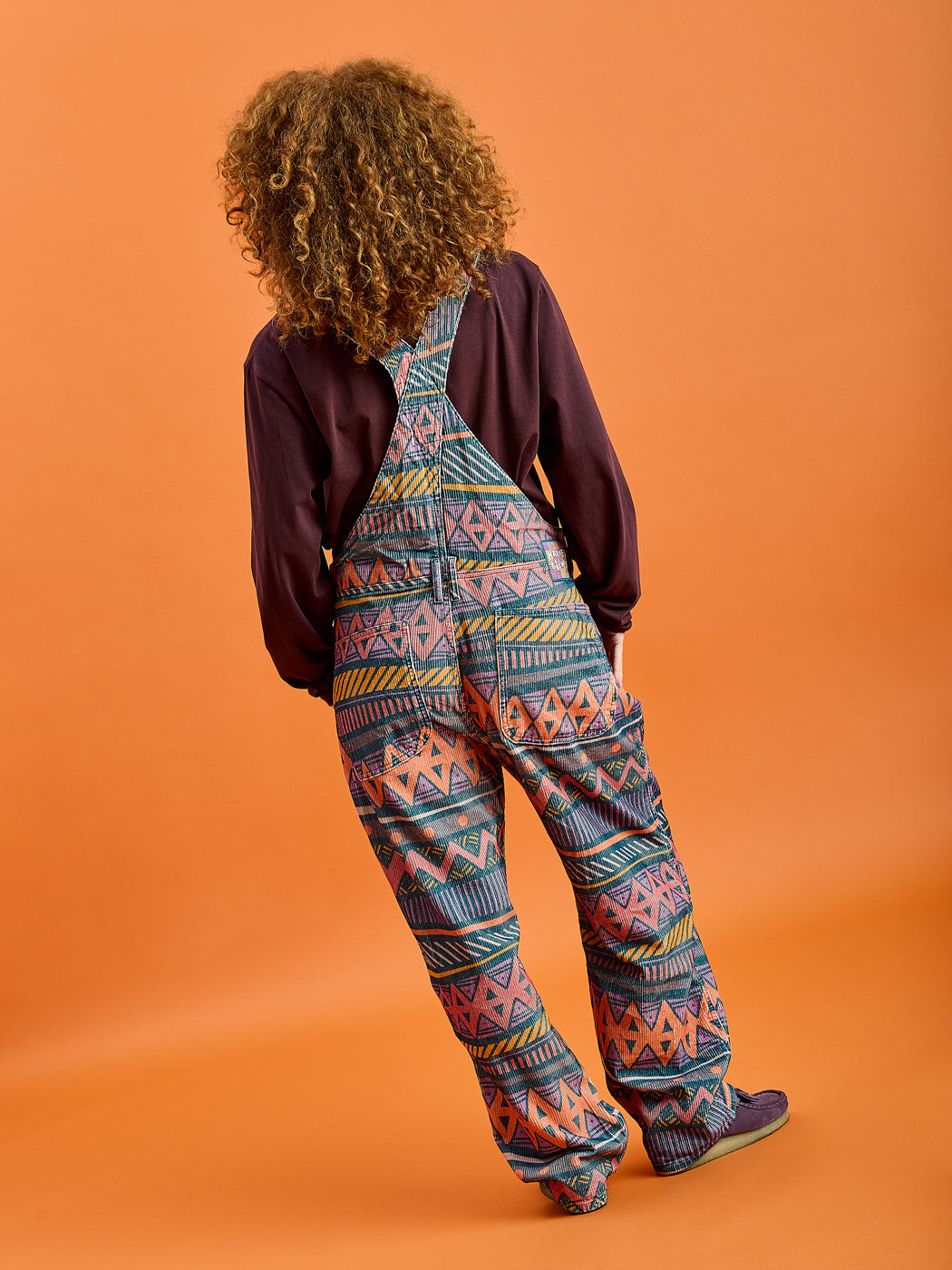 Lois Retro Pattern Corduroy Dungarees