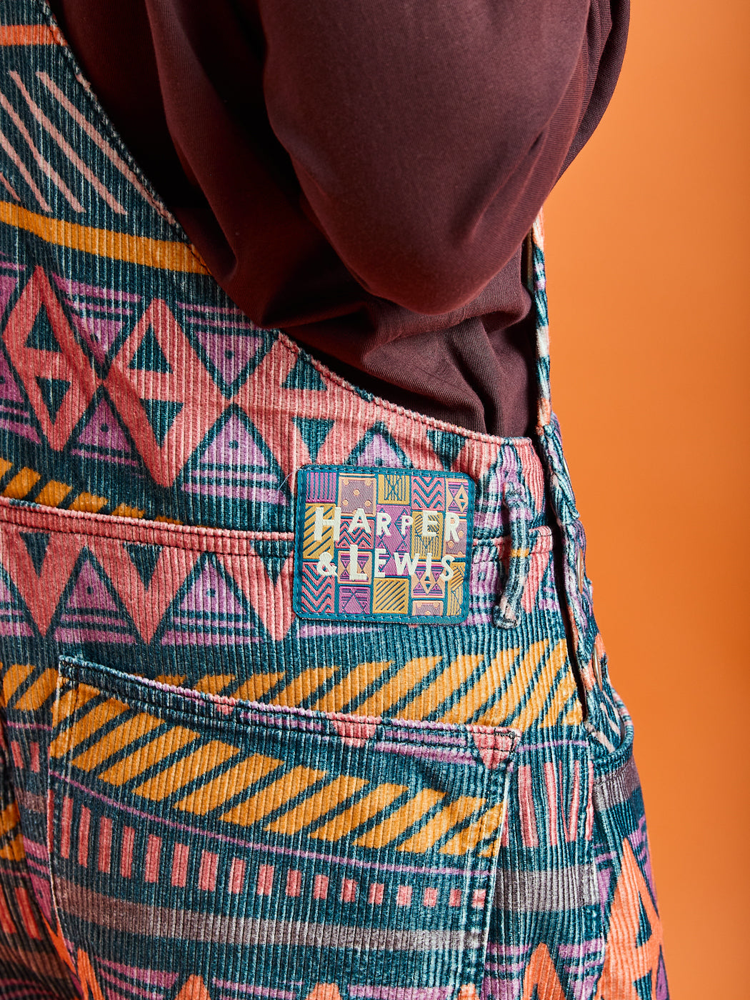 Lois Retro Pattern Corduroy Dungarees