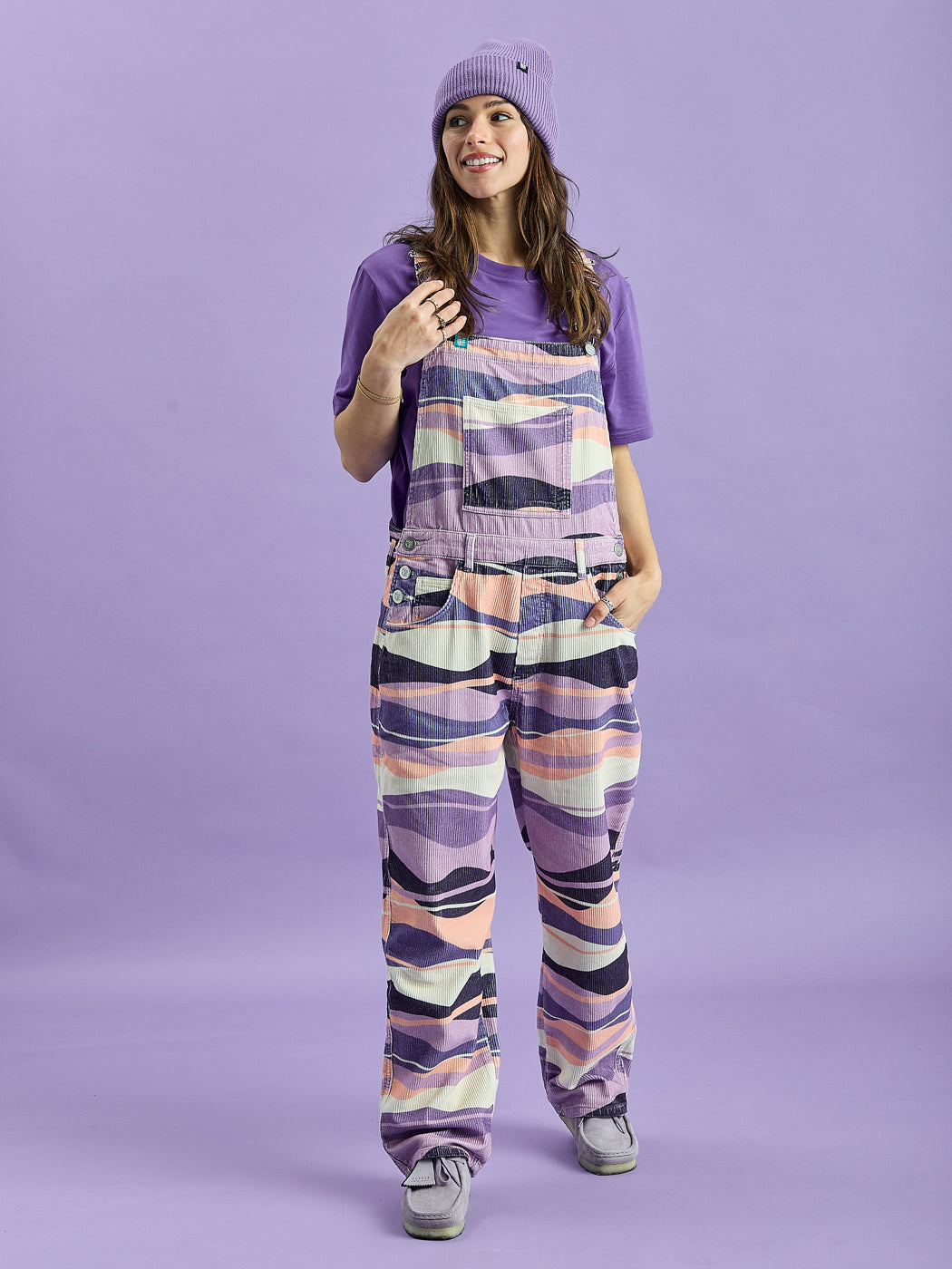 Lois Retro Pattern Corduroy Dungarees