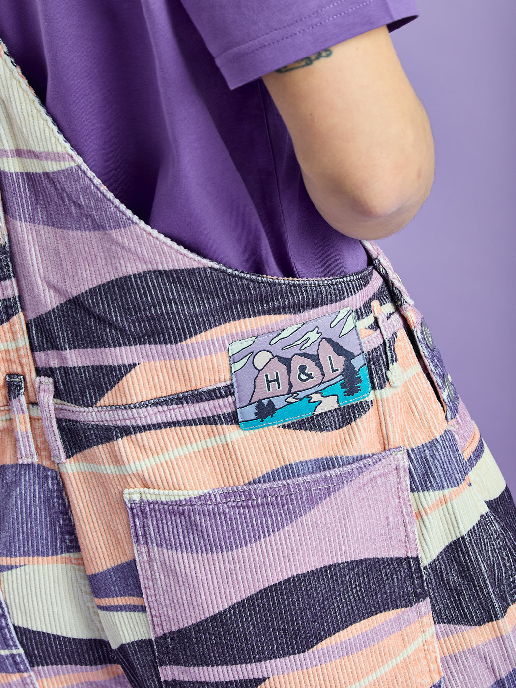 Lois Retro Pattern Corduroy Dungarees