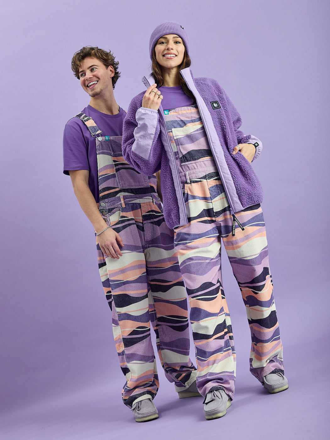 Lois Retro Pattern Corduroy Dungarees