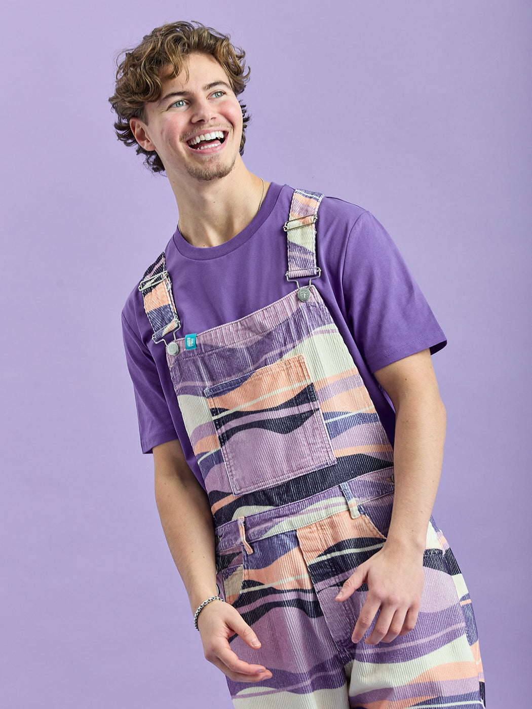 Lois Retro Pattern Corduroy Dungarees