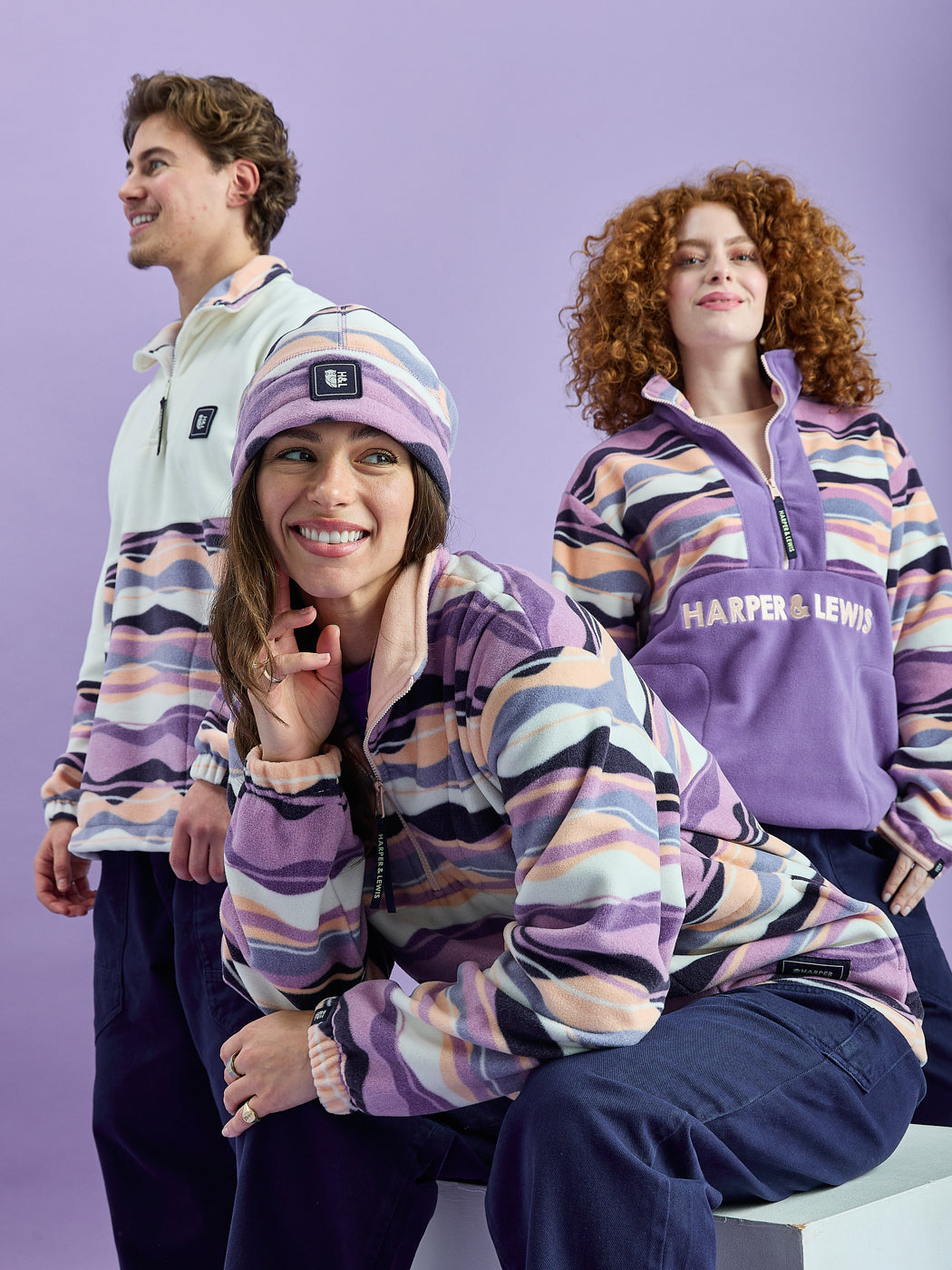 Raver Retro Pattern 1/4 Zip Fleece