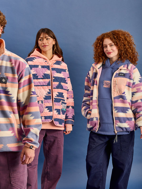 Finn Retro Pattern Full Zip Sherpa Fleece