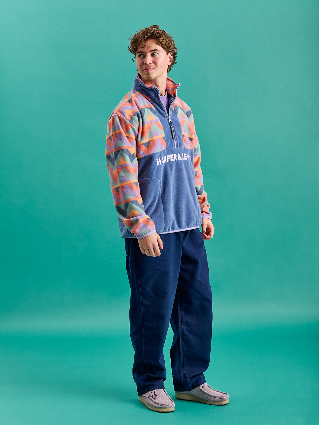 Bodie Retro Pattern 1/4 Zip Fleece