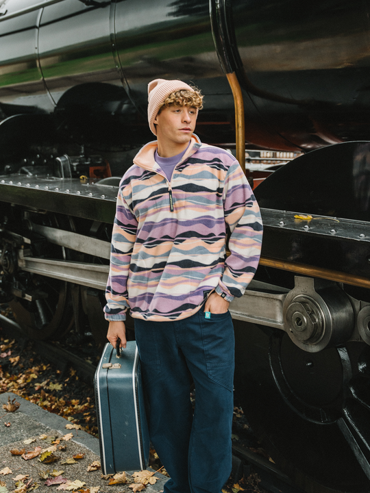 Raver Retro Pattern 1/4 Zip Fleece