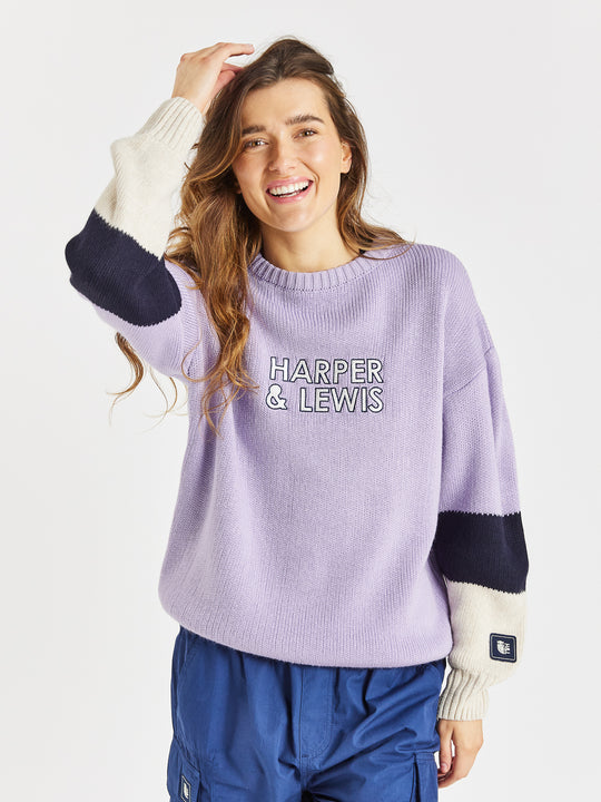 Sandalwood Strickpullover Lavendel & Marine